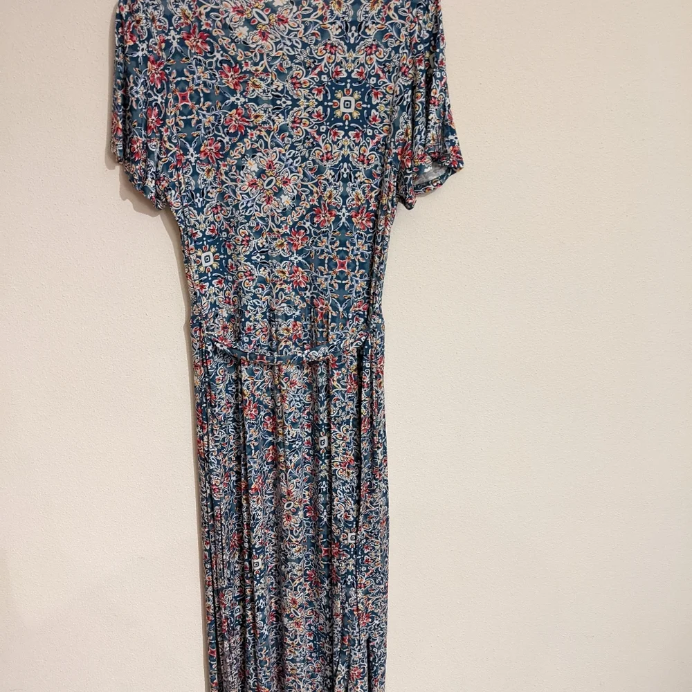 Loveappella Hayven Hankerchief Hem Dress in Teal Green, Large - Picture 6 of 7
